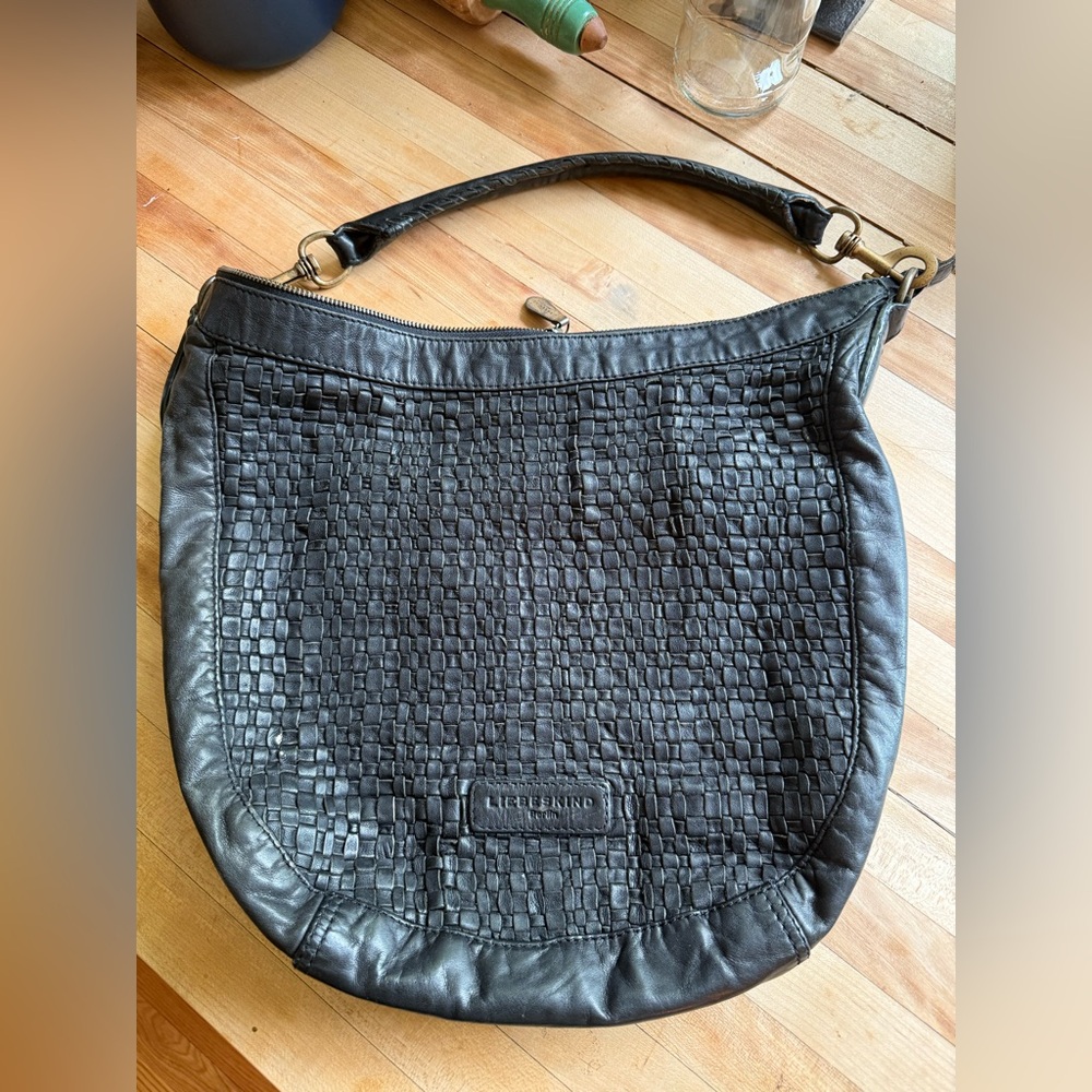 Liebeskind Berlin Black Woven Leather Handbag Large
